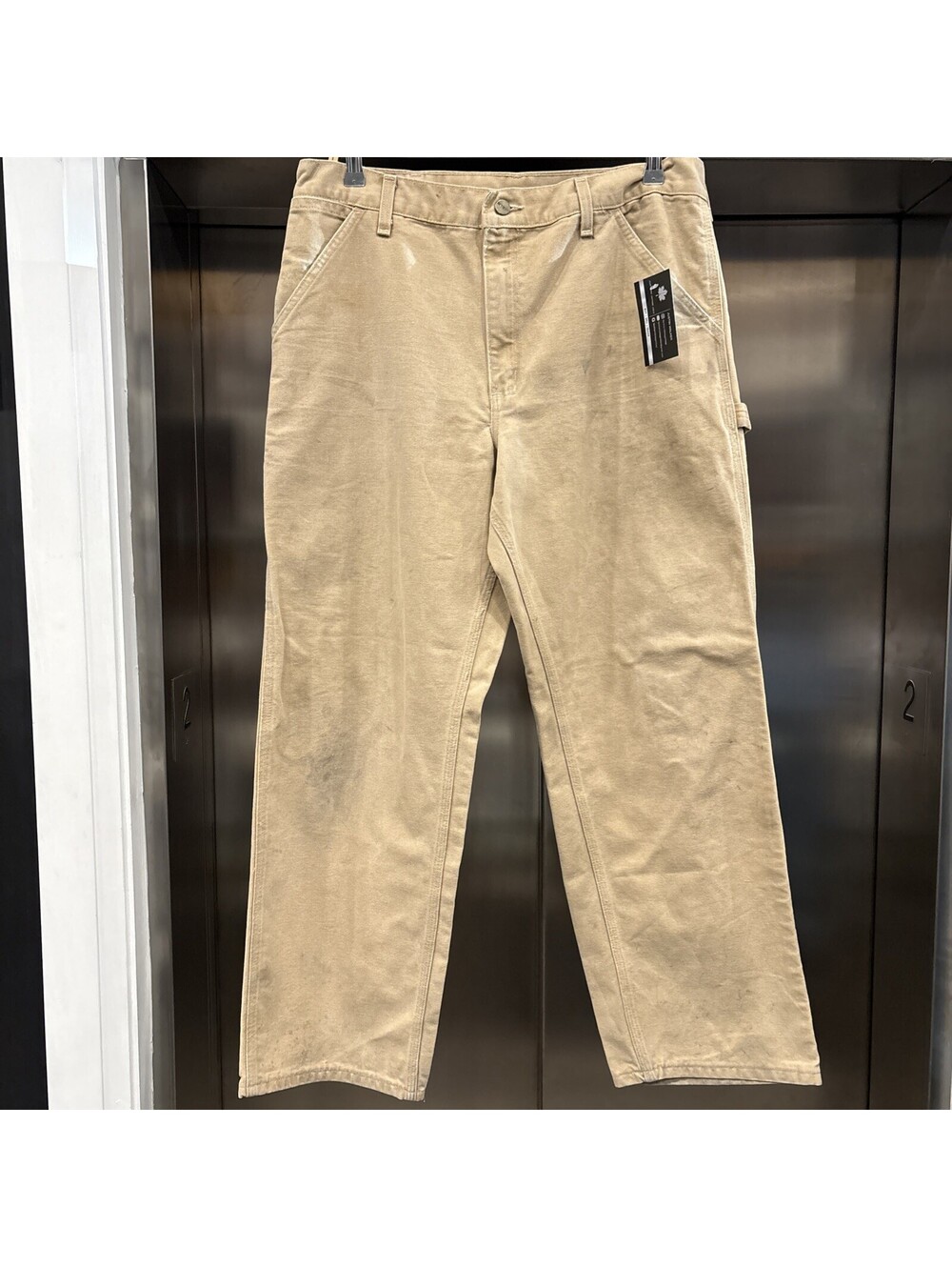 Vintage Late 90’s Men’s Faded Tan Coloured Carhartt carpenter pants